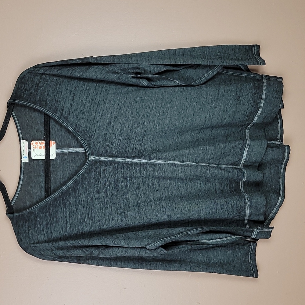 Free people movement open slit side long sleeve scoop top